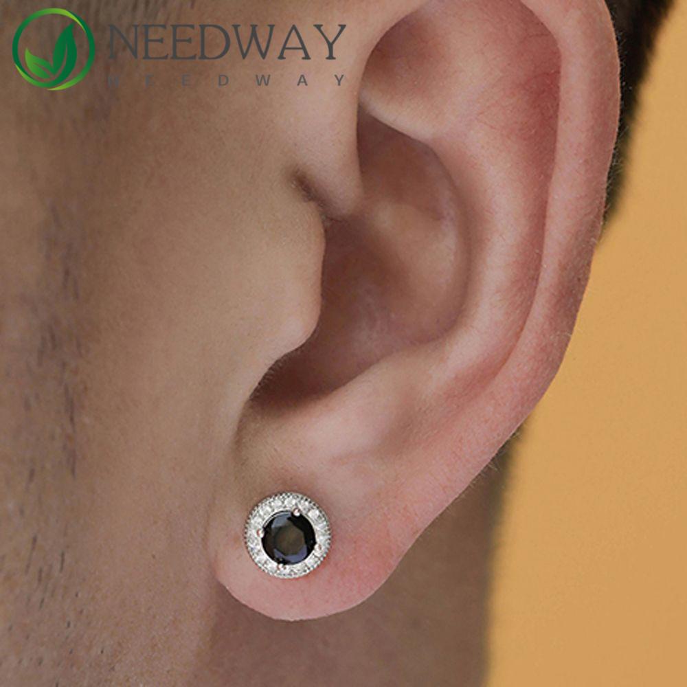 Needway   Man Earrings Mewah Fashion Mini Keren Tampan Hip Hop Bulat Telinga Stud