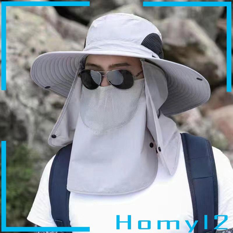 [HOMYL2] Dengan Penutup Flap Leher Yang Dapat Dilepas Pantai Backpacking Topi Memancing Unisex