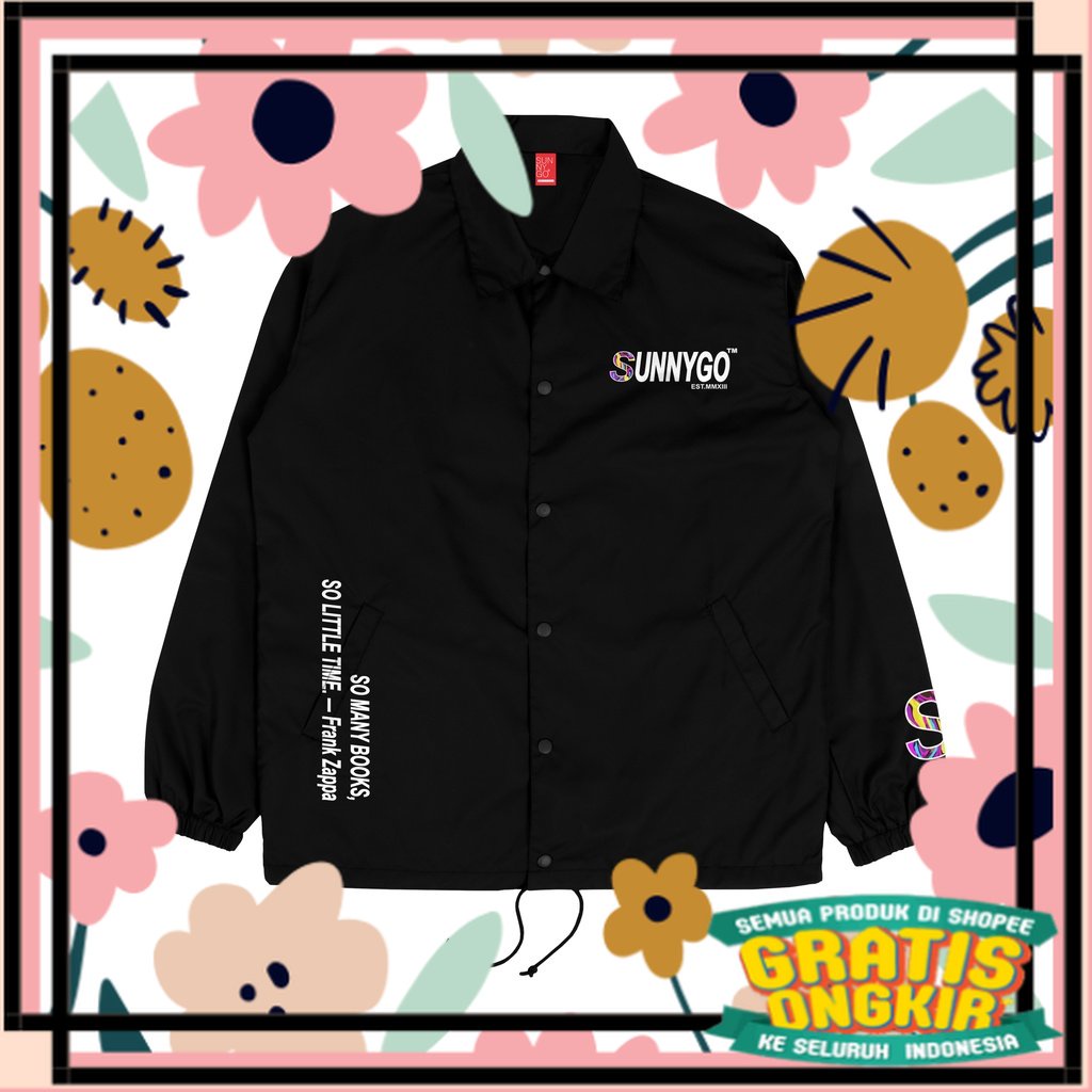 SunnyGo Jaket Coach Frank Zappa Original Desain SunnyGo Cowok Cewek Warna Hitam Premium // Jacket Co