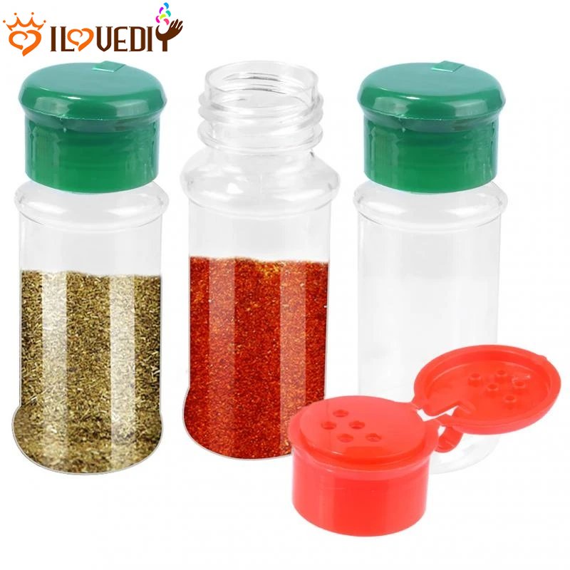 Alat Gadget Dapur Portable Camping BBQ Seasoning Bottle Pepper Shaker Spices Kotak Bumbu Garam Merica Transparan Seasoning Jar 100ml Botol Bumbu Dengan Stiker label