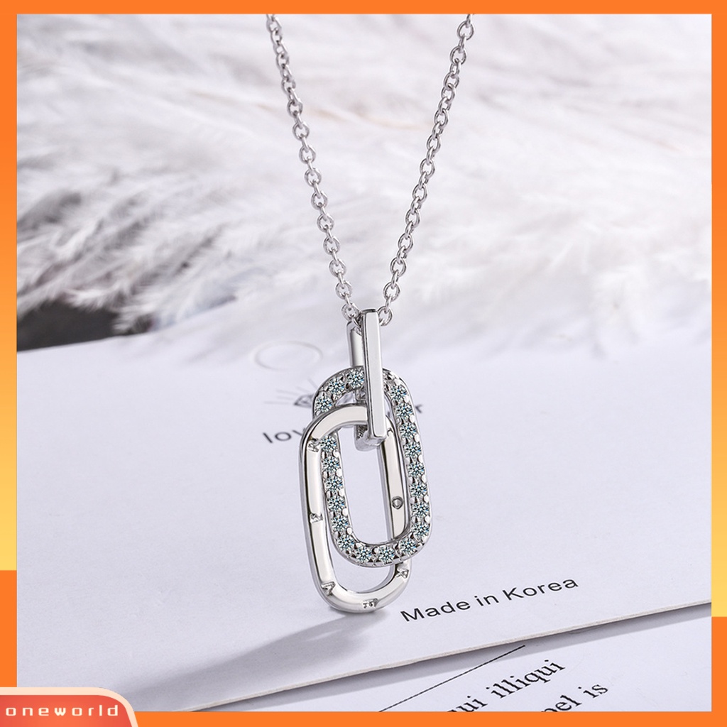 [ONE] Wanita Kalung Huruf Cincin Berlian Imitasi Perhiasan Berkilau Tahan Lama Liontin Kalung Untuk Pernikahan