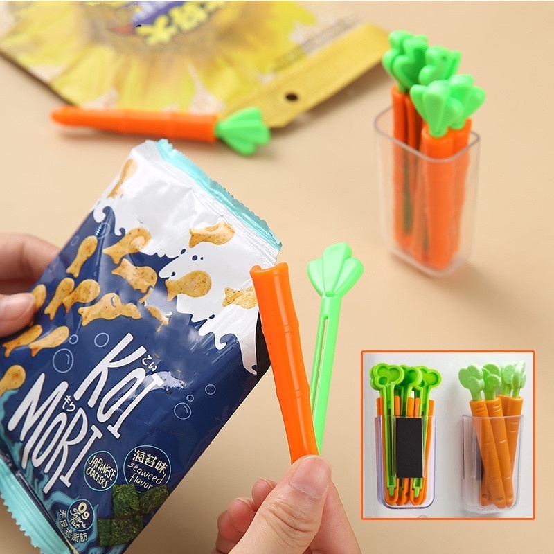 [Harga Grosir] Klip Segel Berbentuk Wortel, Penjepit Kantong Makanan Tahan Lembab, Bubuk Cuci Kantong Bumbu, Behel Dapur Gadget Reusable