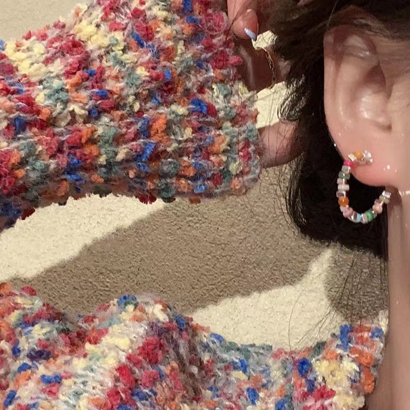 Anting Perak Manik-Manik Warna, Wanita Rasa Tinggi, Serbaguna 2023anting Baru