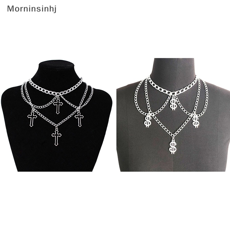 Mornin Goth Hollow Cross Choker Kalung Untuk Wanita Gothic Layered Chunky Pendant Necklaces Long Multilayer Chains Necklace id