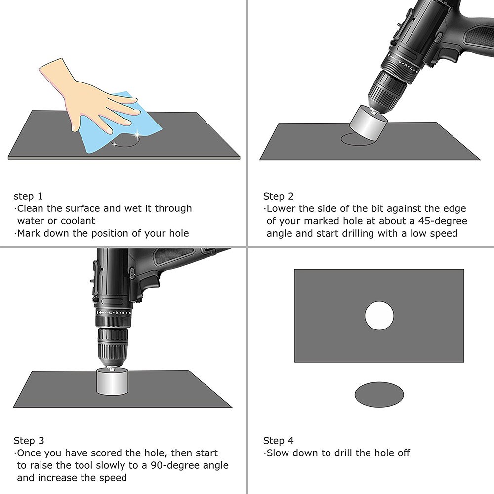 Set Mata Bor Kaca Holesaw Hole Saw Keramik Granit Marmer Batu Porselen Diamond Hss Pelubang Keramik