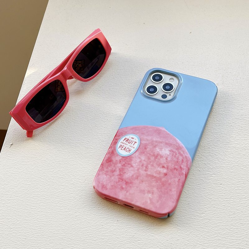 IPHONE Casing Plastik Keras Buah Besar Peach HP iP Iphone14+Plus X XS XR 11 12 13 Pro Max FTD Woman Girl Casing Apple