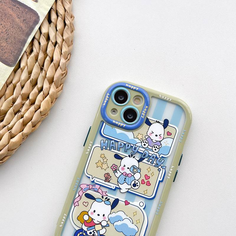 All New Cream Non-slip Camera Protect Soft Case IPhone X XR XS Max 11 12 13 14 Pro Max Women Girl Pretty Cute Snoopy Pochacco Cartoon Phone Case