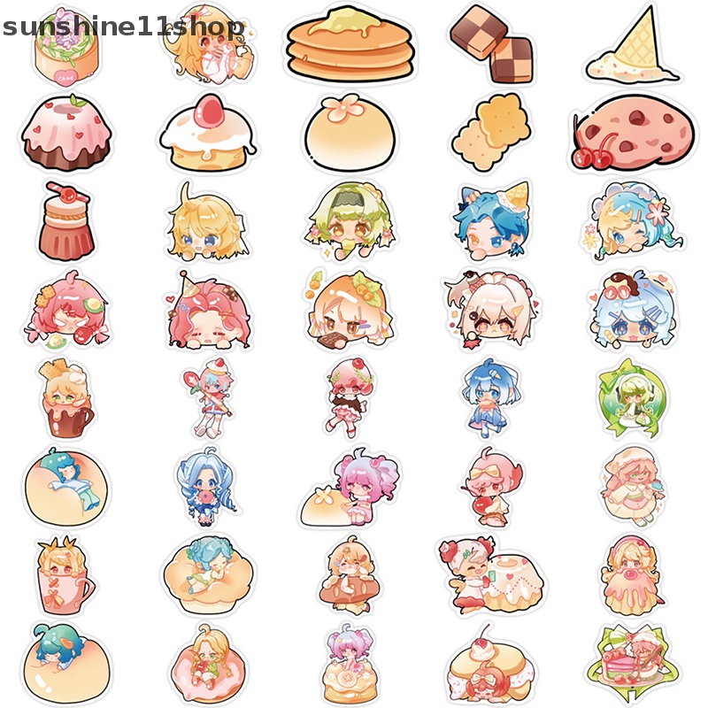 Sho 40 Pcs Kartun Doodle Stiker Gitar Bagasi DIY Kreatif Tahan Air Dessert Gadis Stiker Notebook Stiker Dekorasi Aksesoris N