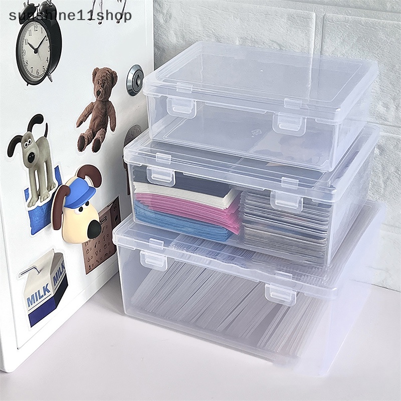 Sho PP Kotak Penyimpanan Transparan Desktop Organizer Kapasitas Besar Stiker Kotak Pensil Tempat Subpaket Desktop Stationery Storage Box N