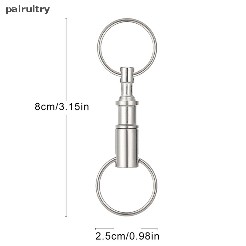 Prt Double Removable Key Ring Silver Gantungan Kunci Lepas Pasang Quick Release Gantungan Kunci PRT