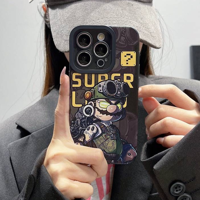 Lamb Skin Cool Mechanical Mario Soft Case IPhone 7 Plus 8 Plus X XS XR XS Max 11 13 12 14 PRO Max 14 Plus SE Phone Case Girl Men Man' Fashion