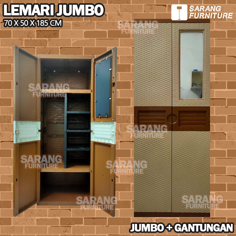 JUMBO! Lemari Pakaian Plastik Jumbo Lemari 4 Susun My TOP Gantungan Dan Hambalan Kaca Terbaru