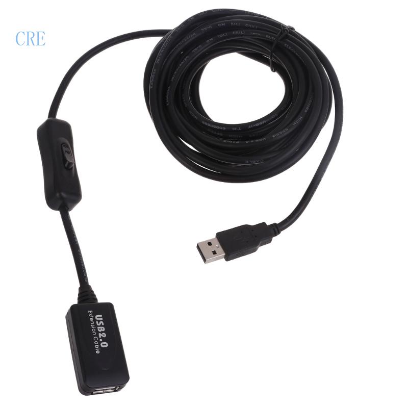 Cre Kabel Extension Repeater 5m USB 2.0 Kabel Repeater Ekstensi Aktif Penguat Sinyal Extended Cord Cable with Switch