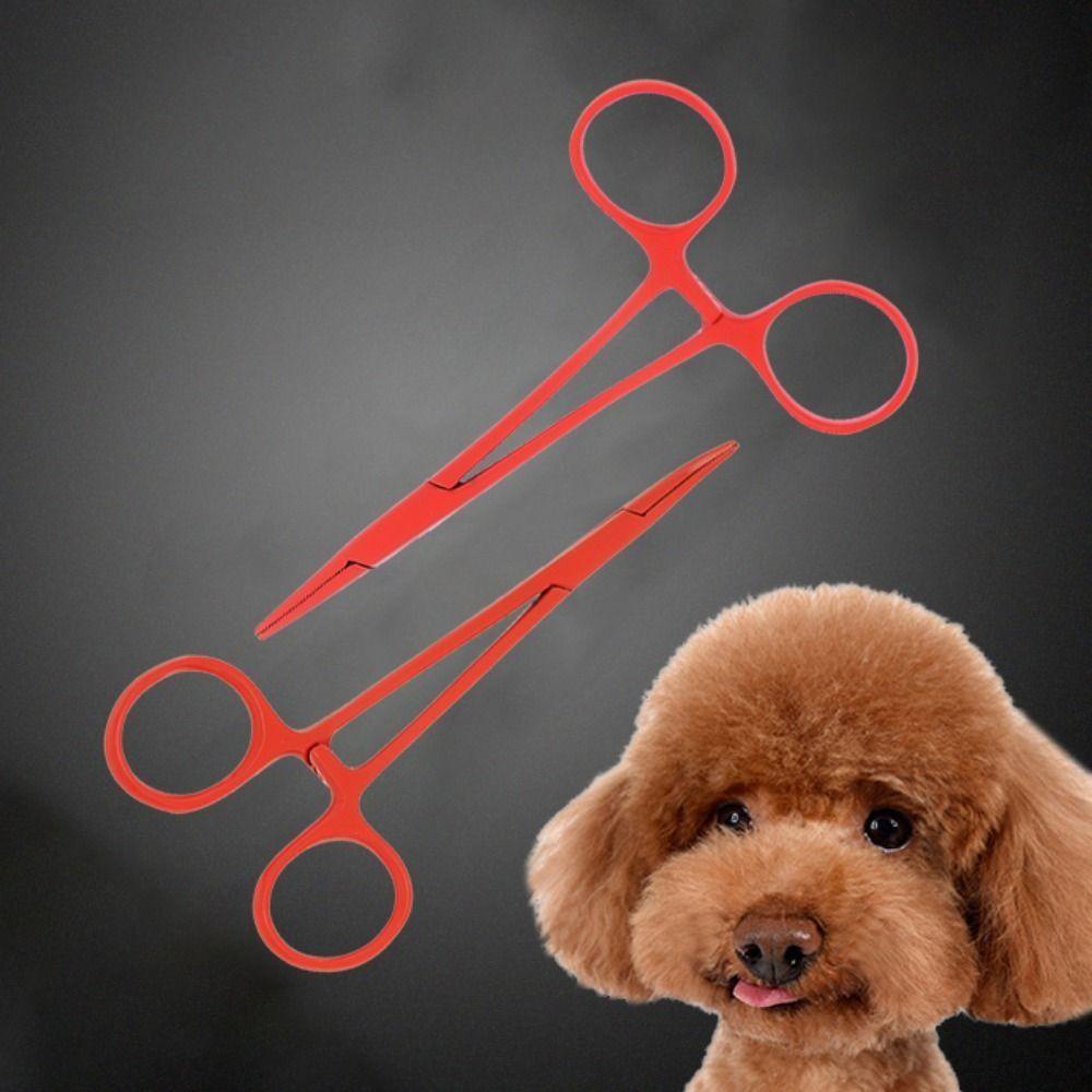 Jeromy Dog Grooming Gunting Portable Multifungsi Tidak Karat Telinga Kucing Penghilang Bulu Klip Lurus/ Ujung Lengkung Aksesoris Hewan Peliharaan Cat Surgical Forceps