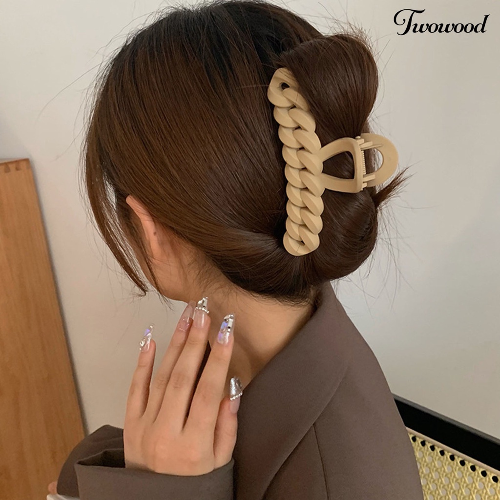 Twowood Wanita Pegangan Rambut Memutar Warna Solid Elastis Musim Semi Cakar Kuat Anti-slip Hiasan Rambut Dengan Gigi Besar Ringan Hair Claw Aksesoris Rambut