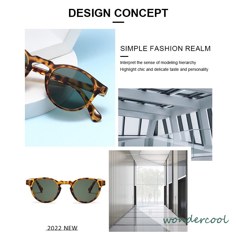 Kacamata Hitam Retro Bingkai Bulat Bingkai Kecil Tren Pria Wanita Modis-Won