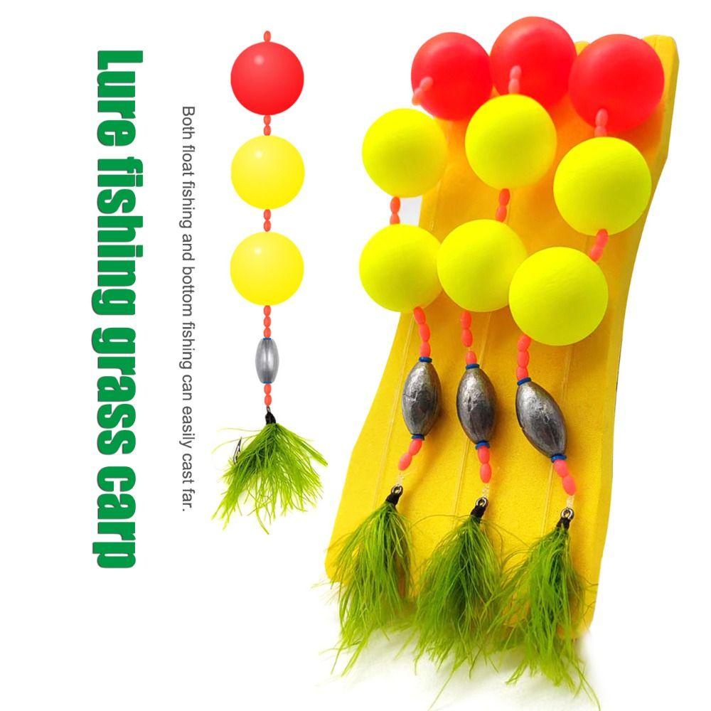 AUGUSTINA Agustinina Pancing Hooks Line Set Rumput Ikan Gurame Pe Line Carbon Steel Float Green Grass Hook Pancing Ikan Gurame Ikan Dengan Stopper Pancing