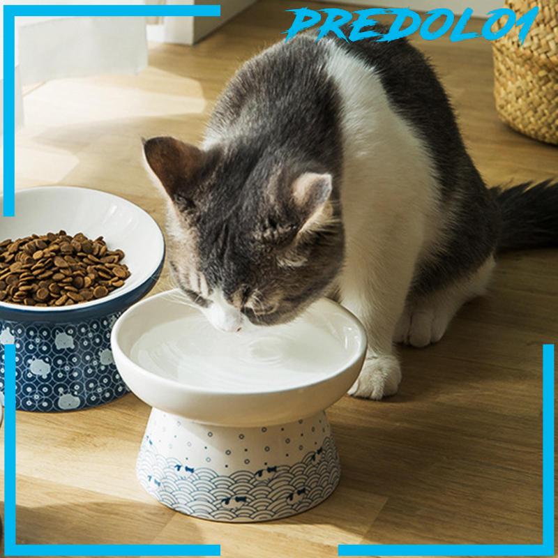 [Predolo1] Mangkok Makanan Kucing Keramik Susun Piring Cat Food and Water Raised Bowl Stylish