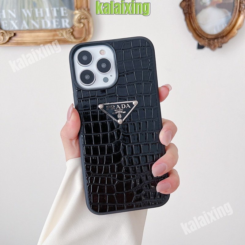 Casing Prada Motif Buaya Fashion Untuk iPhone 12 Pro 11 Pro 13 Pro Max13 14 Pro Max 14 Pro14 Plus Sarung Belakang