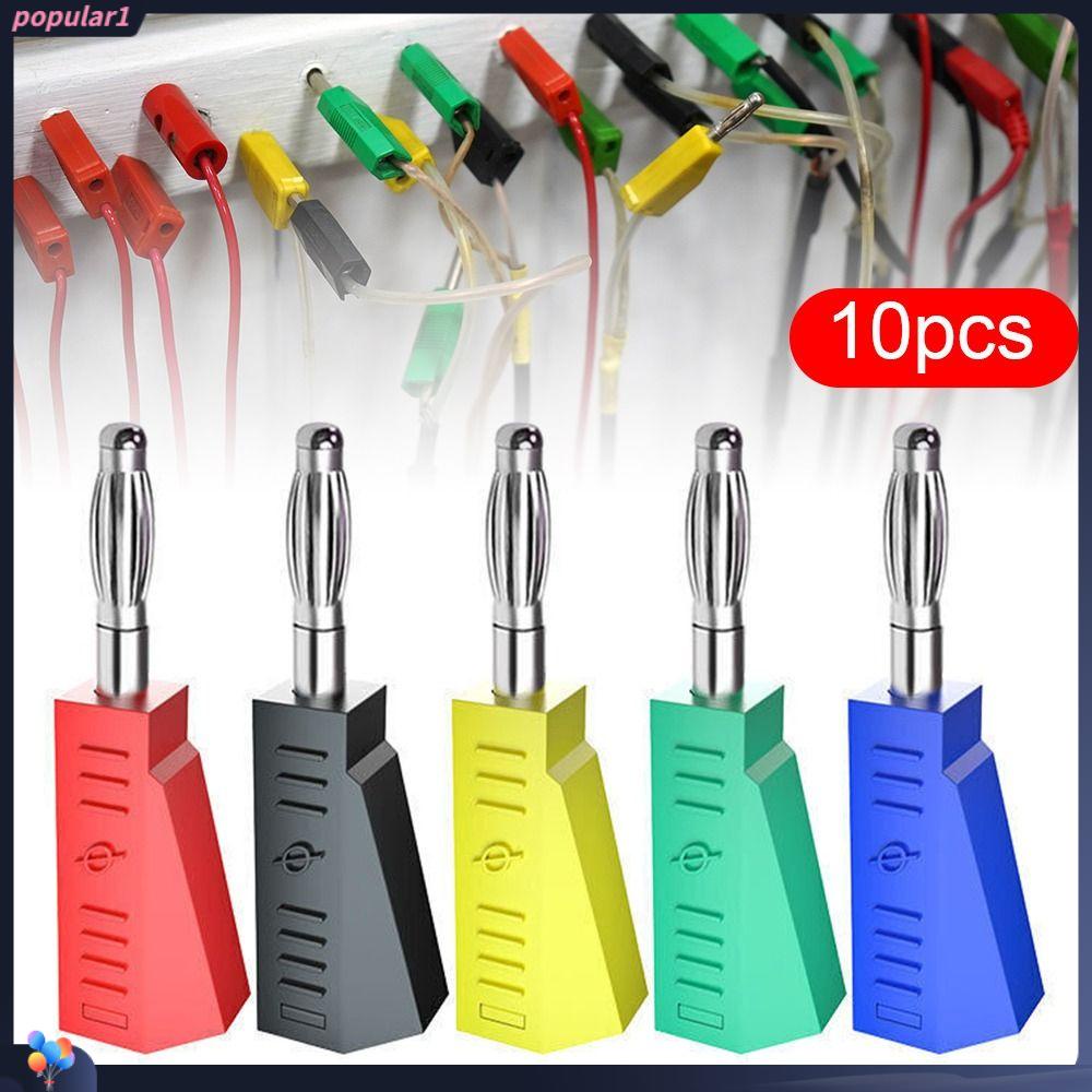 Populer 10pcs Plug Pisang DIY Tools Berlapis Nikel Stackable Instrumen Mengajar Keamanan Insulated