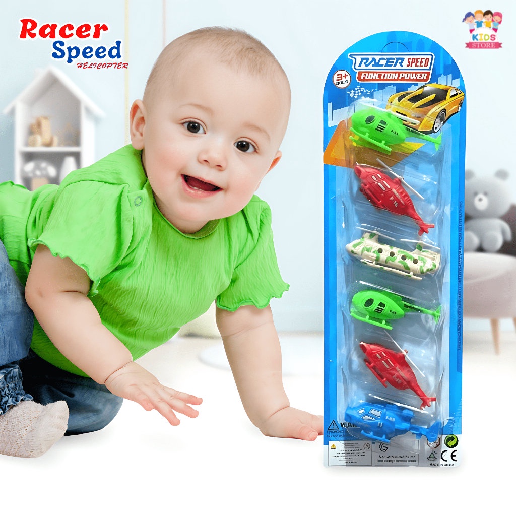 Racer Speed Helicopter 6pcs | Mainan Heikopter Anak Laki Laki | Kado Ulang Tahun Anak Cowok