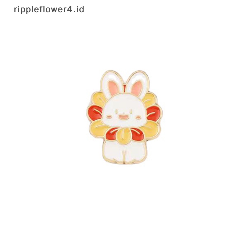 {rippleflower4.id} Bros Enamel Kelinci Tahun Baru Yang Lucu Kartun Lucky Red Carp Carrot Flower Bunny Year Badge Pakaian Lapel Pin Hadiah Perhiasan~