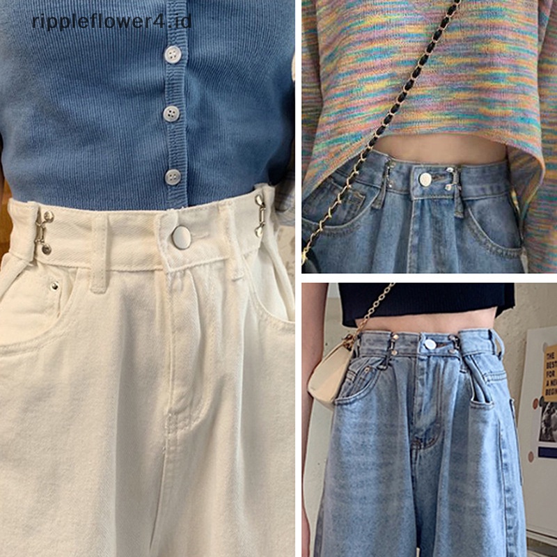 {rippleflower4.id} Set Bros Wanita Mengencangkan Pinggang Bros Untuk Wanita Rok Celana Jeans Klip Pinggang Yang Dapat Disesuaikan Pin Logam Aksesoris Pakaian~