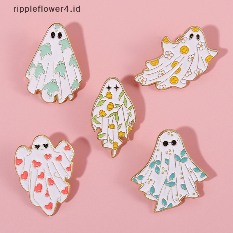 {rippleflower4.id} Enamel Pin Halloween Hantu Seram Bros Kerah Lencana Ransel Pakaian Pin Kartun Lucu Perhiasan Hadiah Untuk Teman Anak~