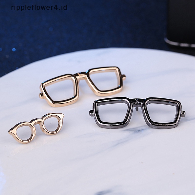 {rippleflower4.id} Fashion Pria Bros Warna Emas Frame Kacamata Bulat Gaya Aksesoris Trendi~