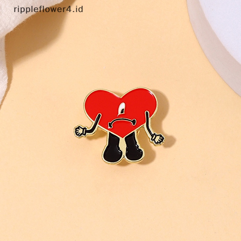 {rippleflower4.id} Pin Bros Lencana Enamel Hati Merah Untuk Ransel Kerah Kemeja Pin Pesta Perhiasan Hadiah~