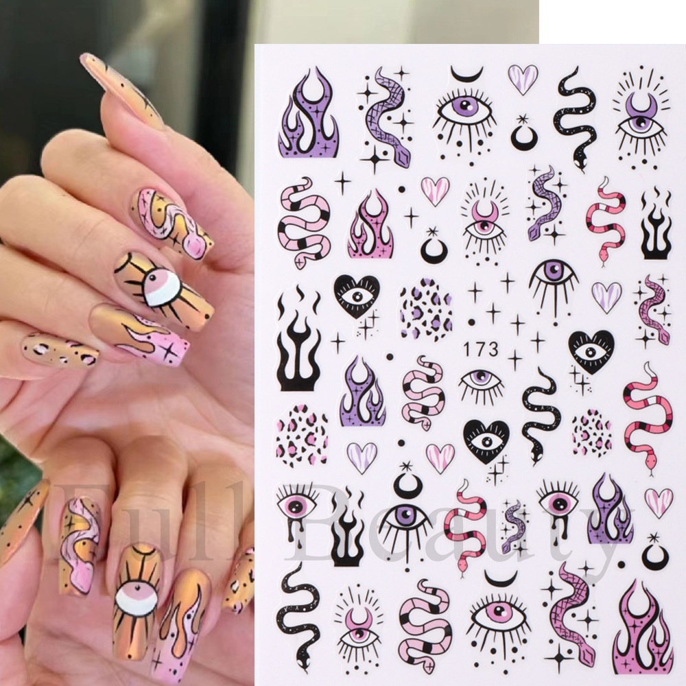 [Harga Grosir] 1pc Perekat Diri 3D Tanaman Kuku Decals Ins Musim Semi Musim Panas Kaktus Serangga Kuku Stiker Warna-Warni Es Krim Manicure Decor DIY Nail Art Aksesoris Kuku Alat Kuku