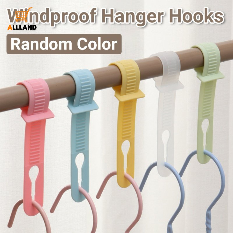 1pc Gantungan Baju Warna Warni Random Windproof Fixing Hook/ Rak Pengering Balkon Luar Ruangan Strip Anti Selip