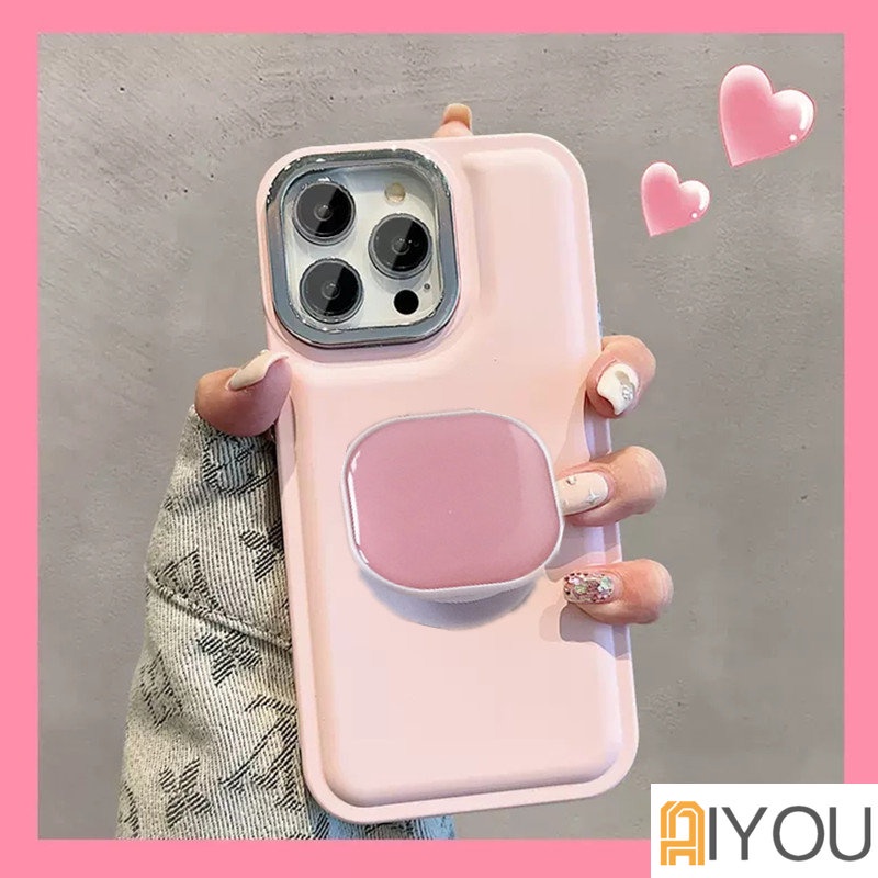 IPHONE Airbag anti Jatuh Fluorescent Candy Color Phone Case Warna Solid Tahan Debu Kompatibel Untuk Iphone14 7 8 plus x xs xr xsmax pro max mini 11 12 13 14 Dengan Tempat Ponsel Persegi