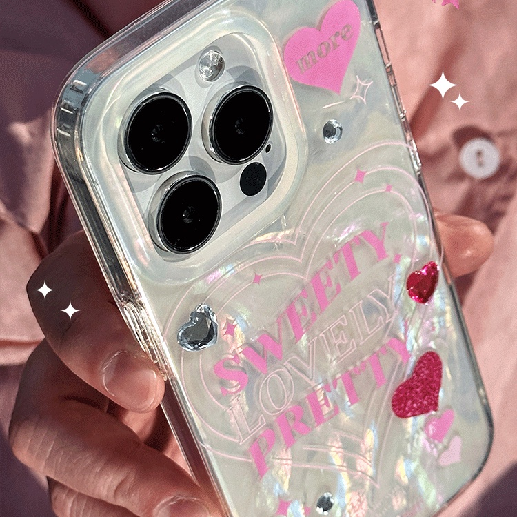 Ins Gaya Cocok Untuk iPhone 14 Pro Max Casing Ponsel iPhone Double-layer Dicetak Pola Hati Kompatibel Dengan Iphone13 13pro 13prm iPhone 11 11pro 14plus 12Pro Max Shockproof TPU Phone Case