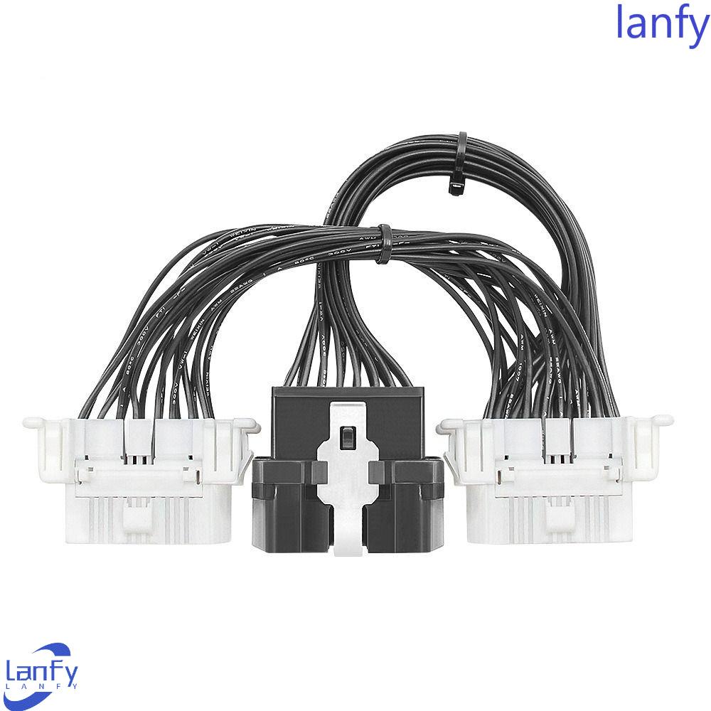 Lanfy OBD 2sekat Transmisi Kecepatan Tinggi Untuk ELM327 CDP Ban Satu Male to Two Female Kabel Transfer OBD2 OBDii Konektor Kawat Elektronik