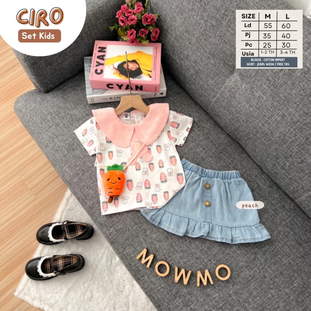 CIRO SET ORI MOWMO KIDS | (S,1-2TH/M,3-4TH) Setelan Anak Perempuan