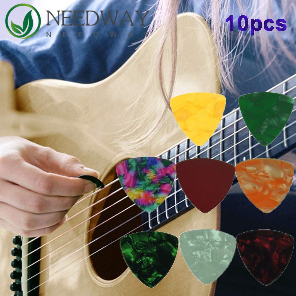 Needway   Celluloid 10pcs Instrumen Segitiga Antislip Plectrum