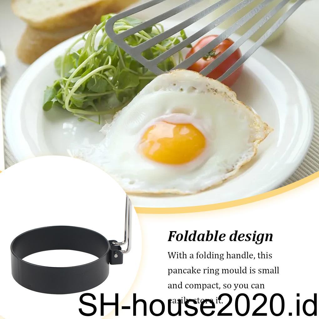 4buah Cetakan Goreng Telur Stainless Steel Portabel Restoran Cetakan Cincin Pancake Lipat Dapat Digunakan Kembali Cetakan Dapur Gadget