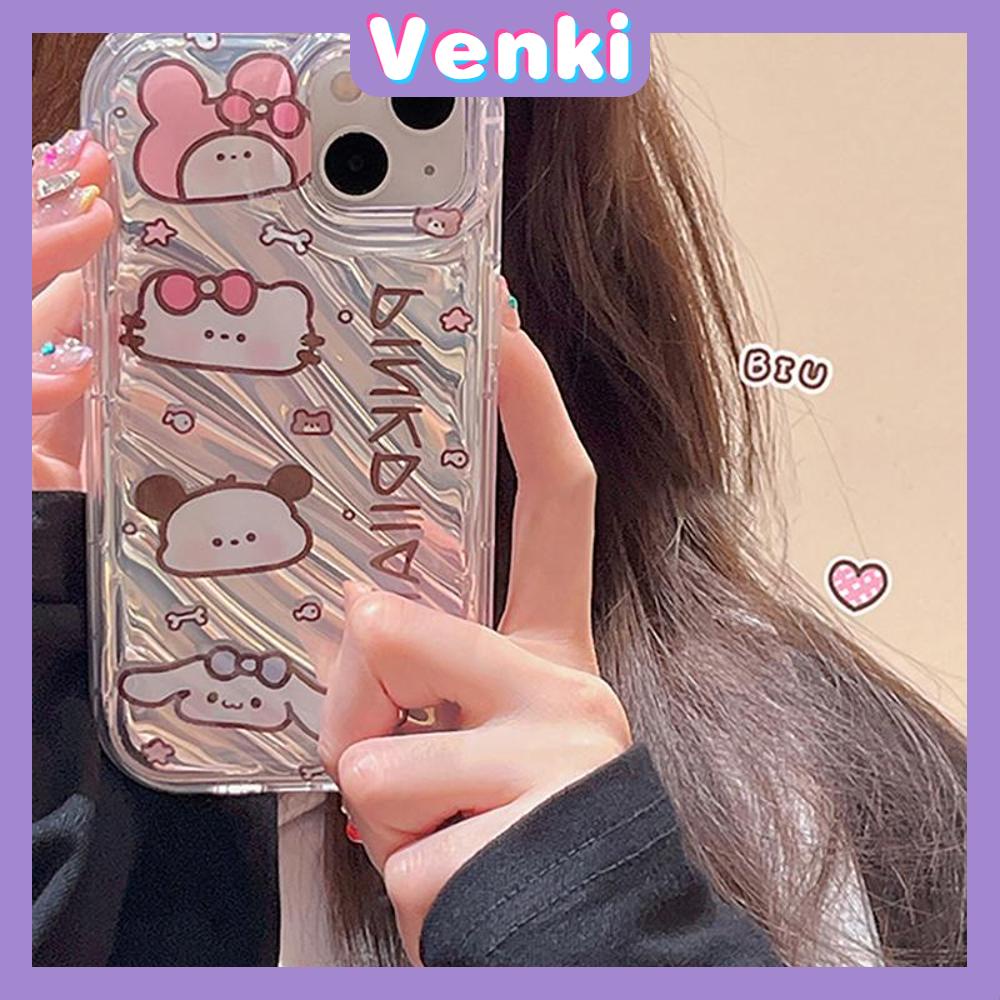 VENKI - Untuk iPhone 11 iPhone Case Laser Reflektif Bening Ponsel Case TPU Lembut Shockproof Airbag Case Lucu Kartun Kucing Kompatibel dengan iPhone 14 13 Pro max 12 Pro Max XR XR 7 8Plus