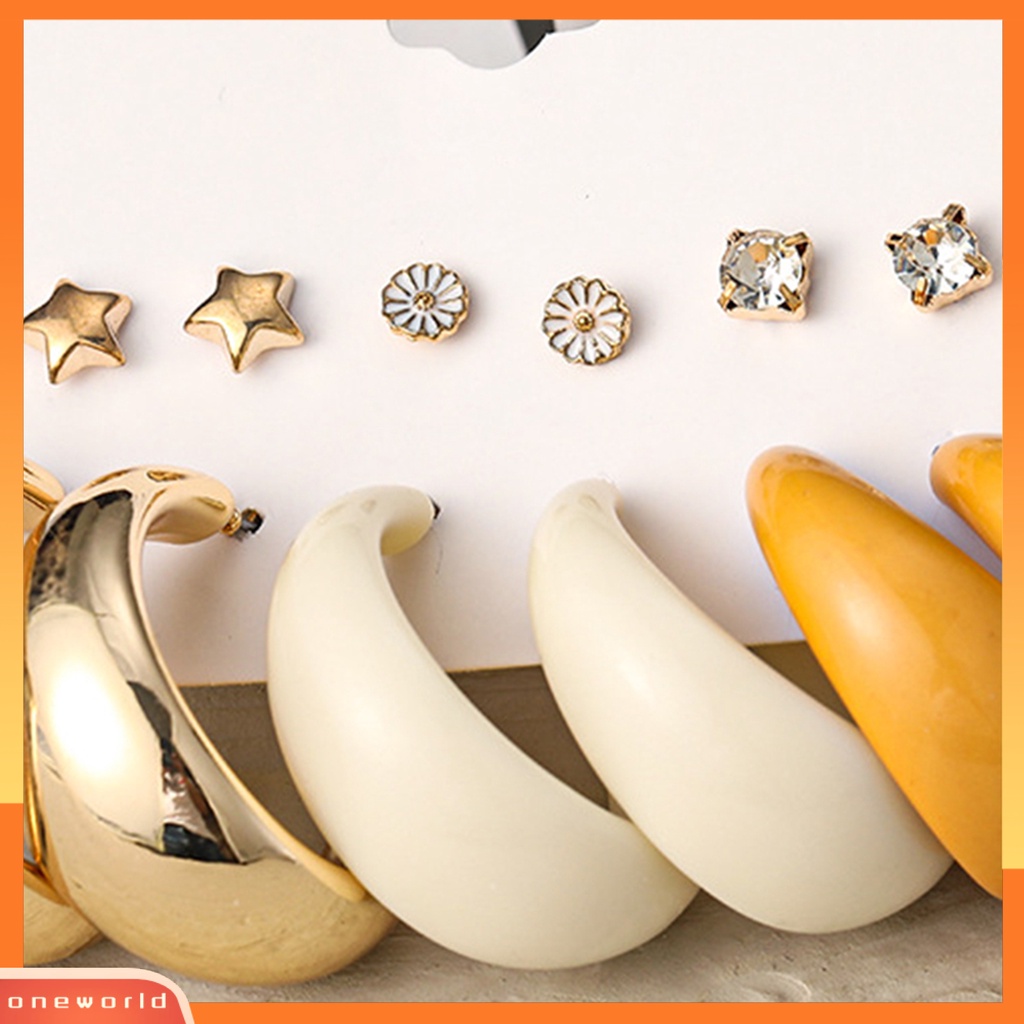 [WOD] 1set Anting Hoop Bentuk C Geometri Akrilik Sederhana Anting Menjuntai Ringan Untuk Pakaian Sehari-Hari