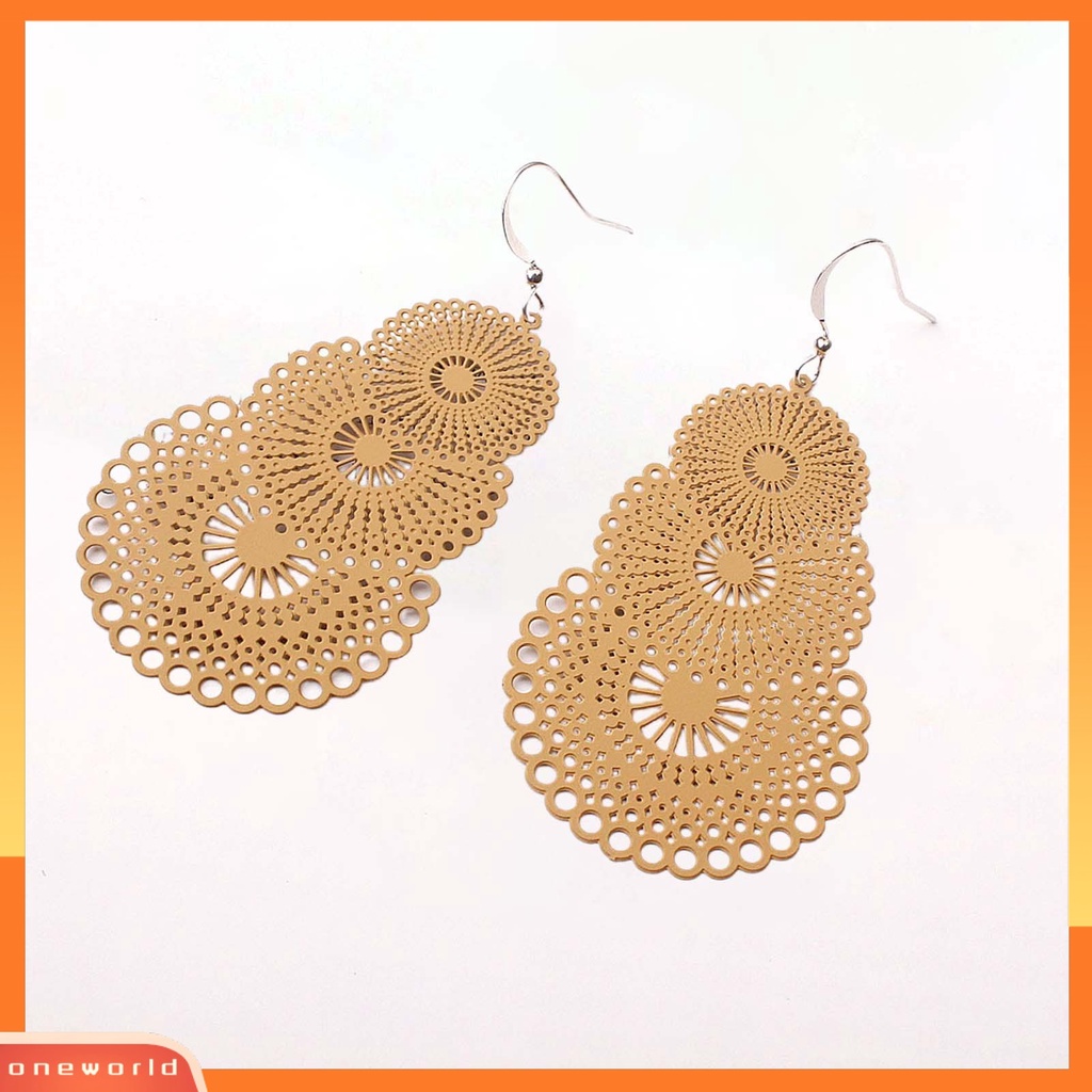 [WOD] 1pasang Anting Lady Bulat Hollow Out Liontin Vintage Anting Gantung Untuk Hadiah