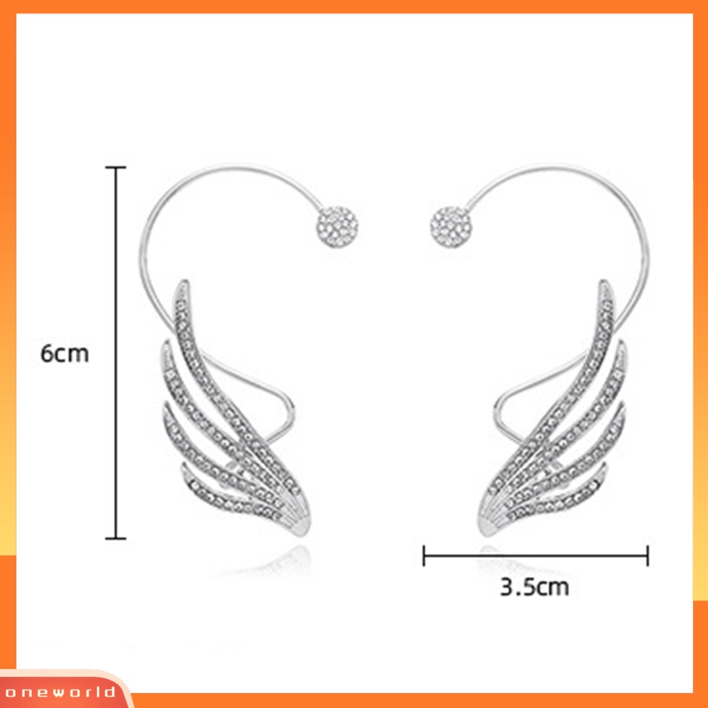 [WOD] 1 Pc Mewah Romantis Telinga Manset Paduan Sayap Malaikat Berlian Imitasi Anting Pesta Perhiasan