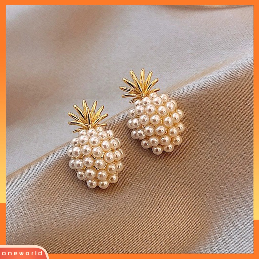 [WOD] 2pcs Anting Stud Indah Retro Metal Bentuk Nanas Ear Stud Untuk Pesta