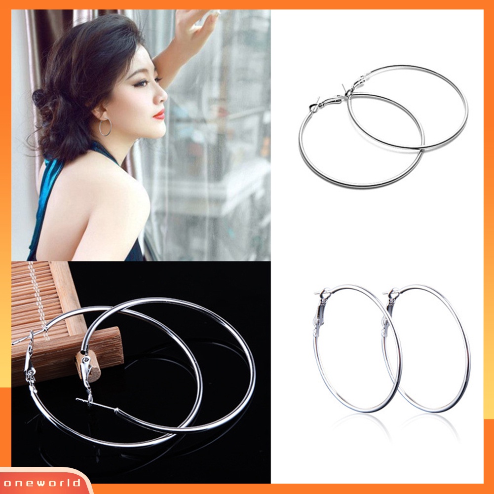 [WOD] 1pasang Wanita Lingkaran Besar Pesona Pernyataan Anting Hoop Pesta Malam Perhiasan Hadiah