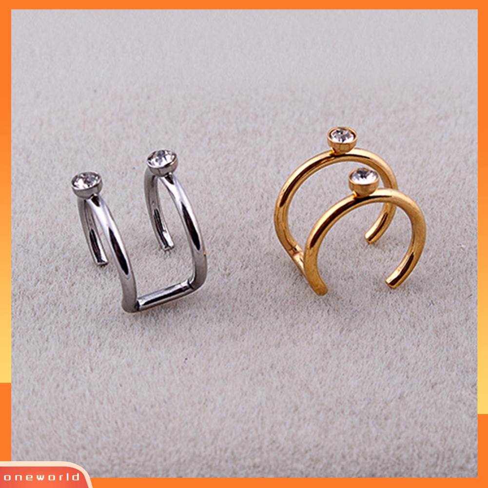 [WOD] 1pc Wanita Berlian Imitasi Hias Helix Tulang Rawan Telinga Manset Tanpa Tindik Klip On Earring
