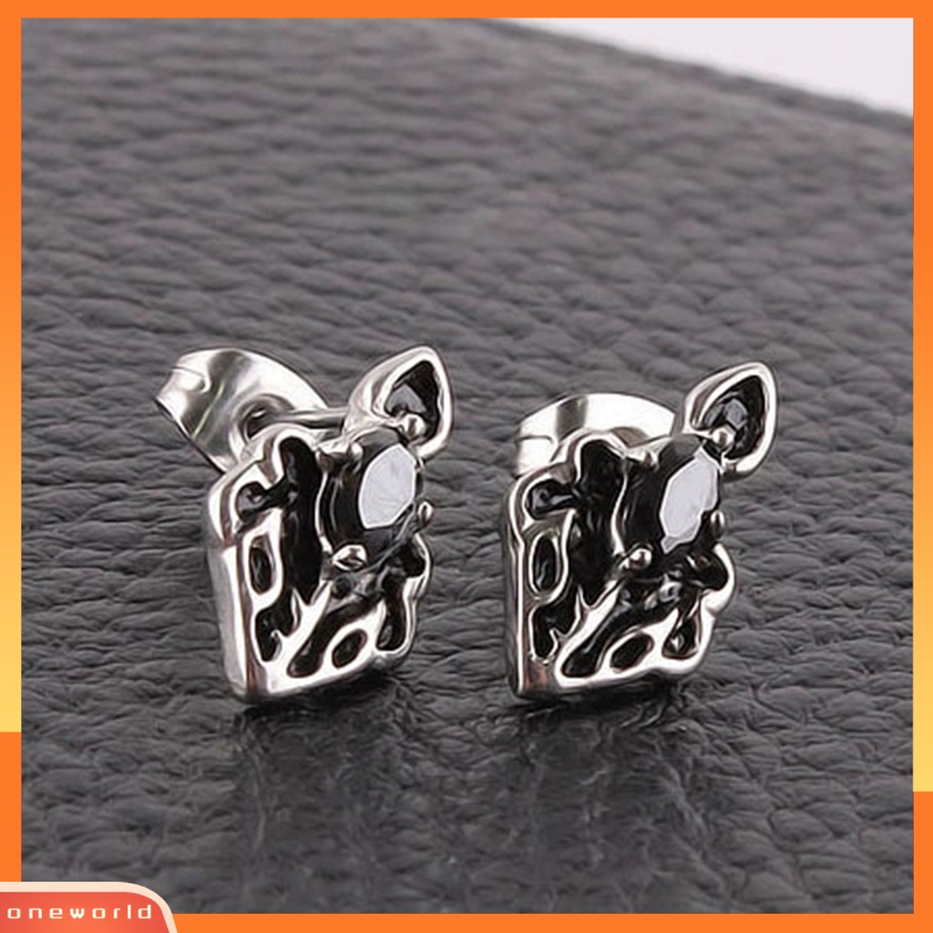 [WOD] 1pc Bersinar Hias Berlian Imitasi Pria Anting Baja Titanium Perisai Bentuk Hip Hop Telinga Stud Perhiasan Aksesori