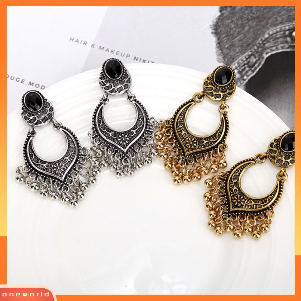 [WOD] Retro Berongga Ukiran Rumbai Drop Menjuntai Pesona Anting Wanita Pesta Perhiasan Hadiah