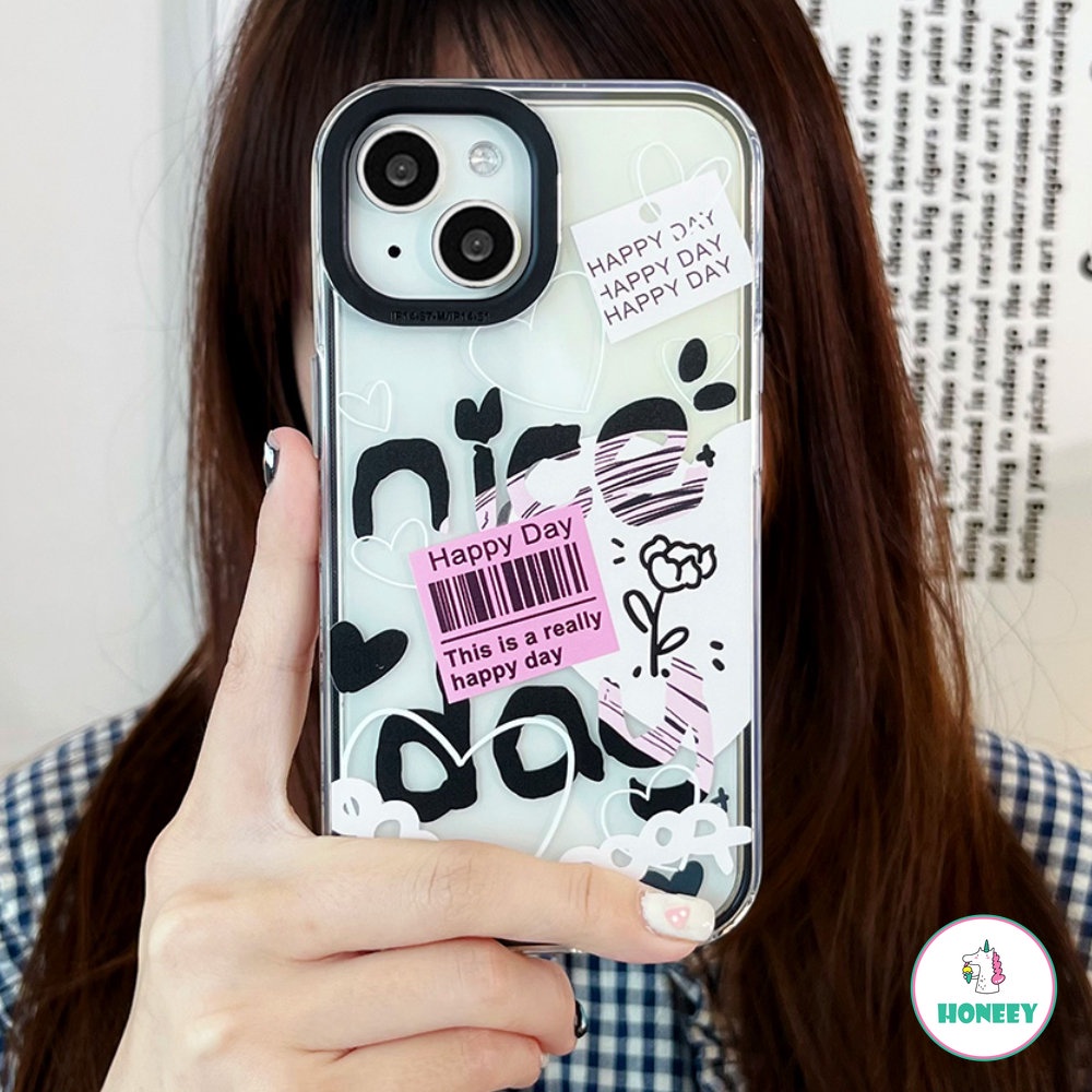 Untuk iPhone 14Pro Max Fashion Inggris Label Bening Casing Apple 14Pro 13 12 11 Pro Max XR XS 7 8plus 2-in-1 Shockproof Back Cover