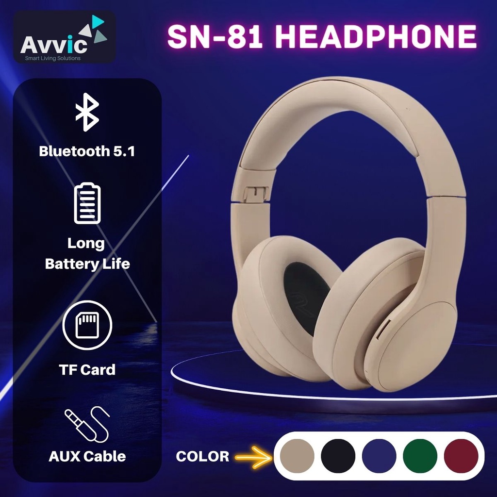 Avvic x SN81 Wireless Headphone Bluetooth Super Bass 5.1 Headset Stereo Hifi Bass HD Sound Music