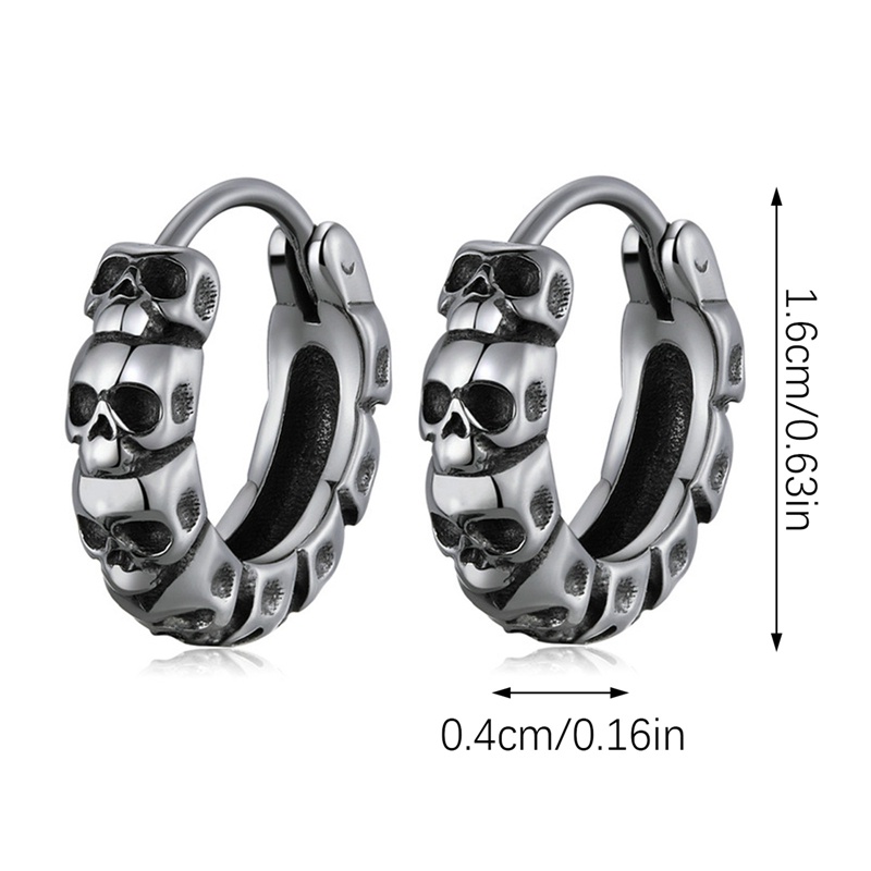 Gothic Skull Hoop Earrings Stainless Steel Huggie Earrings Untuk Pria Wanita Rock Punk Earring Perhiasan Hadiah